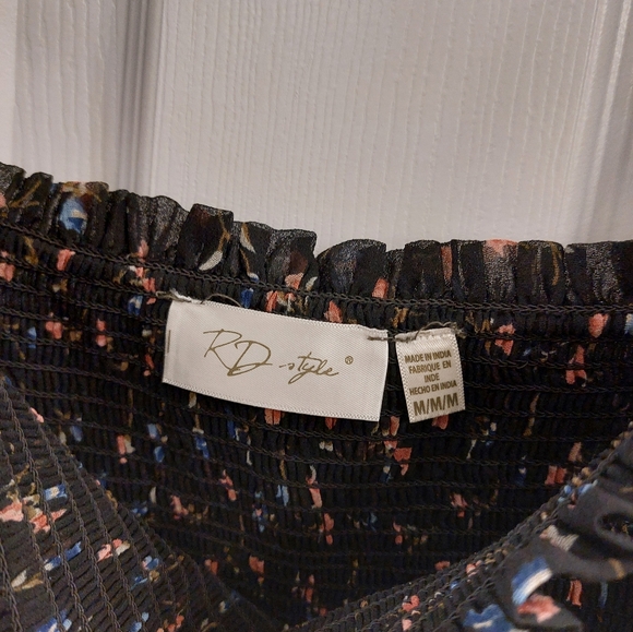 RD Style Smocked Floral Black Dress - Picture 3 of 3